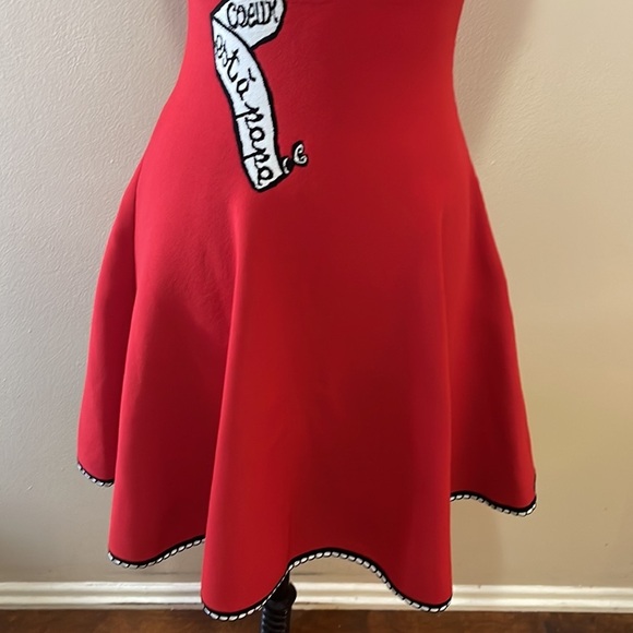 Alaia Mon Coeuxx est a papa Red Knit Fit Flare Dress - Picture 4 of 11